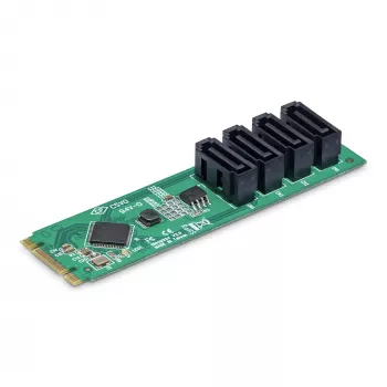 StarTech.com 4-Port M.2-zu-SATA-Adapterkarte, M.2 PCIe 3.0-zu-SATA-Festplatten-/SSD-Erweiterungskarte, ASM1064-Chipsatz, M.2 NVMe auf 4x HDD/SSD für Windows/macOS/Linux