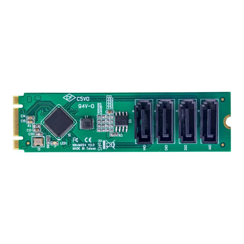 StarTech.com 4-Port M.2-zu-SATA-Adapterkarte, M.2 PCIe 3.0-zu-SATA-Festplatten-/SSD-Erweiterungskarte, ASM1064-Chipsatz, M.2 NVMe auf 4x HDD/SSD für Windows/macOS/Linux