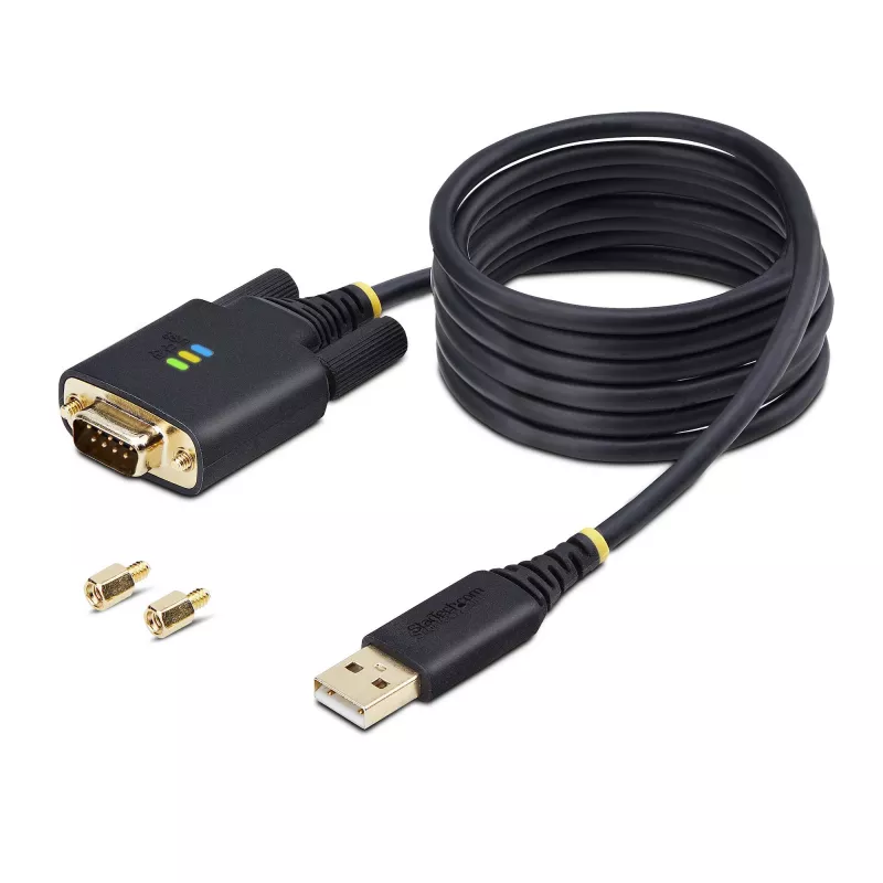 StarTech.com 2m USB-zu-Seriell-Adapterkabel, COM-Erhalt, austauschbare Schrauben/Muttern, USB-A auf DB9 RS232, FTDI IC, ESD-Schutz, Windows/macOS/Linux