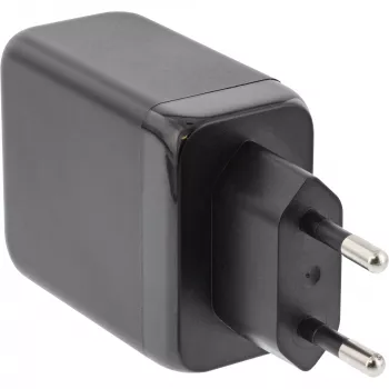 InLine USB PD power supply, GaN charger, 3-port, Dual USB-C + USB-A, 65W