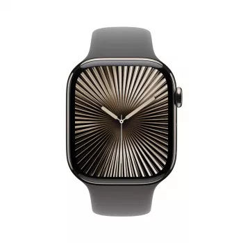 Smartwatch Apple Watch Series 10 GPS + Cellular 46mm Natural Titanium Gehäuse Stone Grey Sport Band S/M