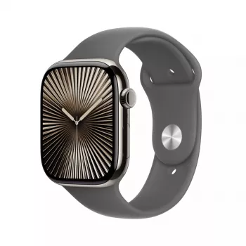 Smartwatch Apple Watch Series 10 GPS + Cellular 46mm Natural Titanium Gehäuse Stone Grey Sport Band S/M