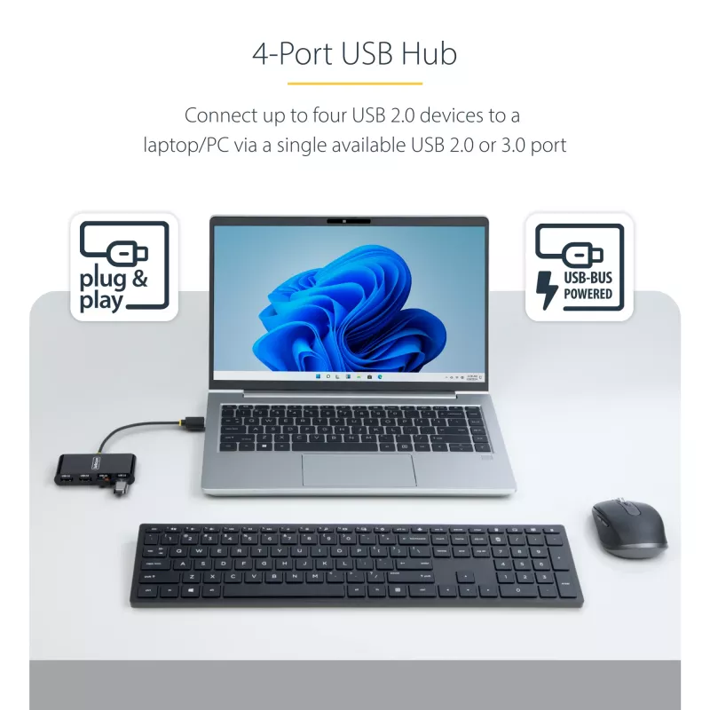 StarTech.com ST4200MINI2-USB-HUB Schnittstellen-Hub USB 2.0 480 Mbit/s Schwarz