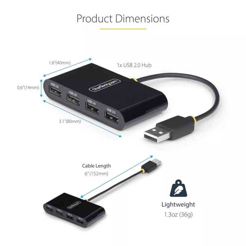 StarTech.com ST4200MINI2-USB-HUB Schnittstellen-Hub USB 2.0 480 Mbit/s Schwarz