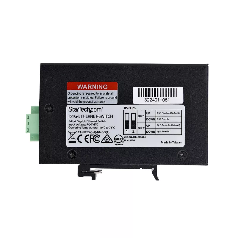 StarTech.com 5-Port Unmanaged Industrial Network Switch, 100/1000 Ethernet, DIN-Schienen-/Wandmontage, Robustes IP30 Gigabit Switch, -40 °F bis 167 °F, 9–60 V DC, TAA-konform