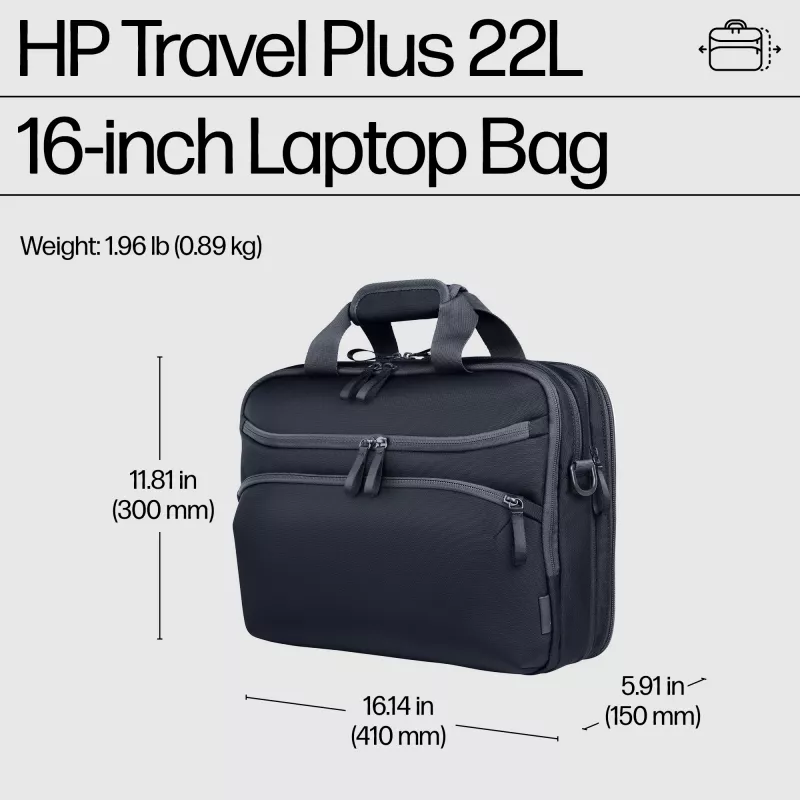 Laptop-Tasche HP Travel Plus 22L 16-Zoll-Aktentasche Monochromatisch