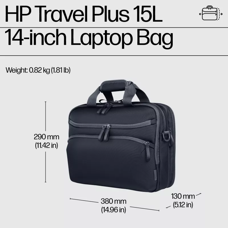 Laptop-Tasche HP Travel Plus 15 l 14-Zoll Aktentasche 820 g monochromatisch