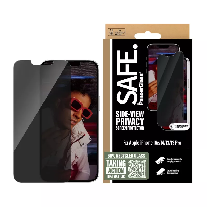 PanzerGlass SAFE. by ® Blickschutz-Displayschutzfolie iPhone 17e | 16e | 14 | 13 | 13 Pro | Ultra-Wide Fit mit EasyAligner