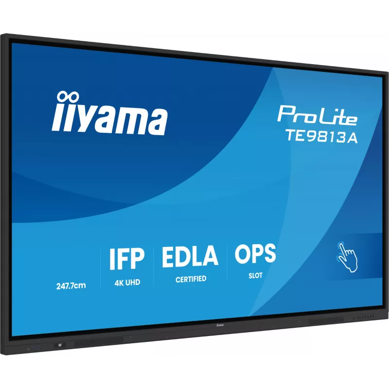 iiyama TE9813A-B1AG Signage Display Interaktives Flachbilddisplay 2,48 m (97,5 Zoll) Wi-Fi 500 cd/m² 4K Ultra HD Schwarz Touchscreen Integrierter Prozessor Android 18/7