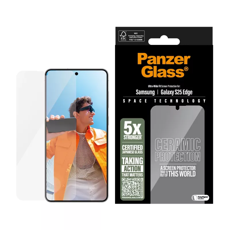PanzerGlass ® Ceramic Screen Protector Samsung S25 Edge | Ultra-Wide Fit mit EasyAligner