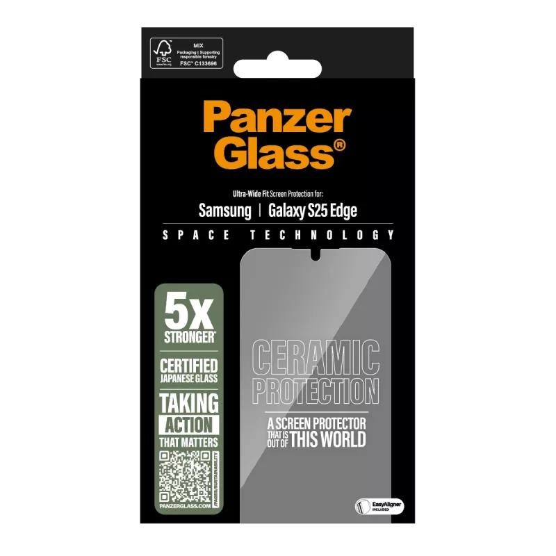 PanzerGlass ® Ceramic Screen Protector Samsung S25 Edge | Ultra-Wide Fit mit EasyAligner