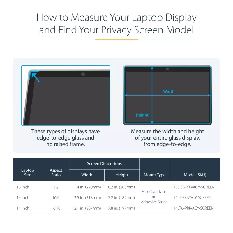 StarTech.com 14 Zoll 16:9 Flip-Over-Blickschutzfolie mit Touch, blendfreier Filter, Laptop-Monitor-Bildschirmschutz mit 51 % Blaulichtreduzierung
