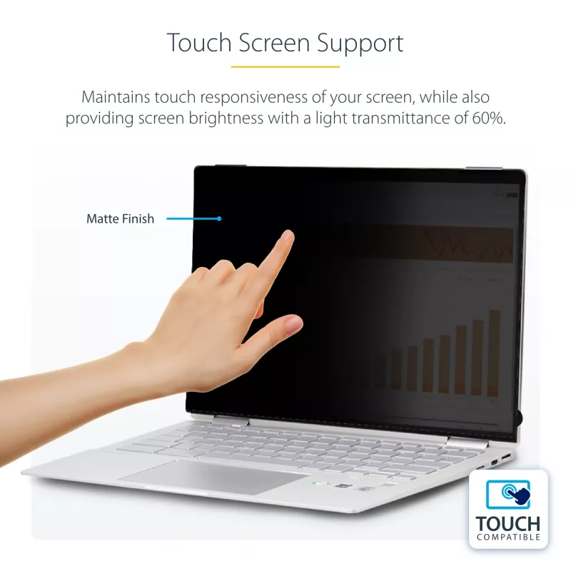 StarTech.com 13,5-Zoll 3:2 Flip-Over Sichtschutzfolie mit Touch, blendfreier Sichtschutzfilter, Laptop-Bildschirmschutzfolie mit 51 % Blaulichtreduzierung
