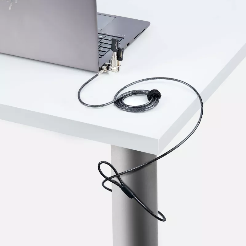 StarTech.com Universelles Laptopschloss 2 m, Sicherheitskabel für Notebooks kompatibel mit Noble Wedge/Nano/K-Slot, Schließkabel mit Schlüssel, diebstahlsicher, schnittfestes Kohlenstoffstahlkabel