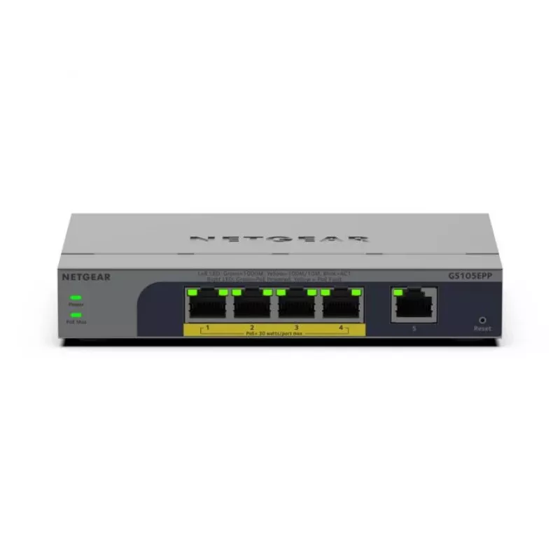 NETGEAR GS105EPP Unmanaged Gigabit Ethernet (10/100/1000) Power over Ethernet (PoE) Desktop/Wandmontage Grau