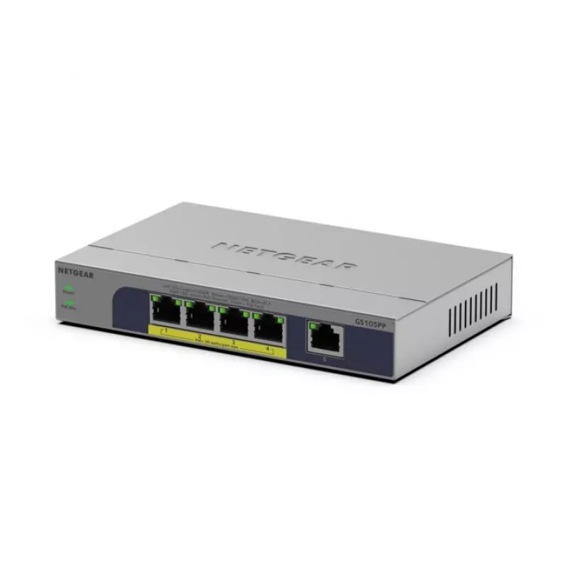NETGEAR GS105PP Unmanaged Gigabit Ethernet (10/100/1000) Power over Ethernet (PoE) Desktop/Wandmontage Grau