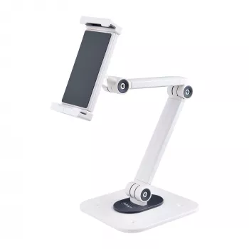 StarTech.com Verstellbarer Tablet-Ständer für Schreibtisch – wandmontierbar – Kapazität 1 kg – Ergonomisch gelenkiger Universal-Tablet-Ständer – Tablet-Halterung für Schreibtisch schwenkbar/drehbar/rotierbar