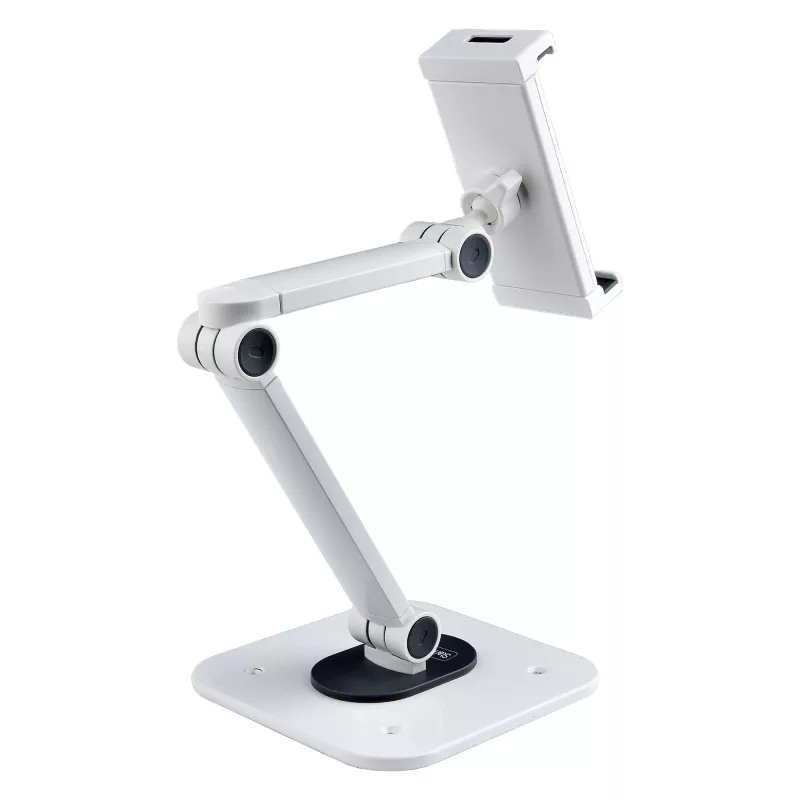 StarTech.com Verstellbarer Tablet-Ständer für Schreibtisch – wandmontierbar – Kapazität 1 kg – Ergonomisch gelenkiger Universal-Tablet-Ständer – Tablet-Halterung für Schreibtisch schwenkbar/drehbar/rotierbar