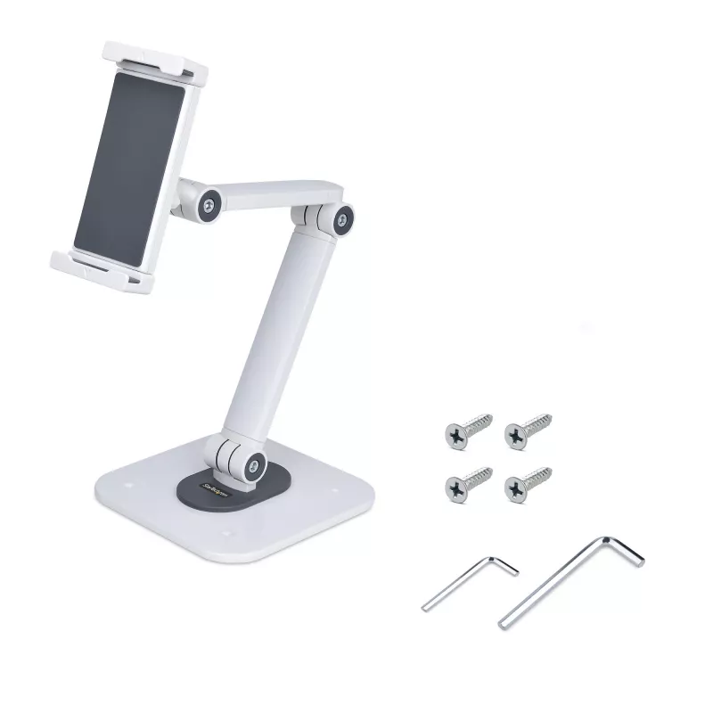 StarTech.com Verstellbarer Tablet-Ständer für Schreibtisch – wandmontierbar – Kapazität 1 kg – Ergonomisch gelenkiger Universal-Tablet-Ständer – Tablet-Halterung für Schreibtisch schwenkbar/drehbar/rotierbar