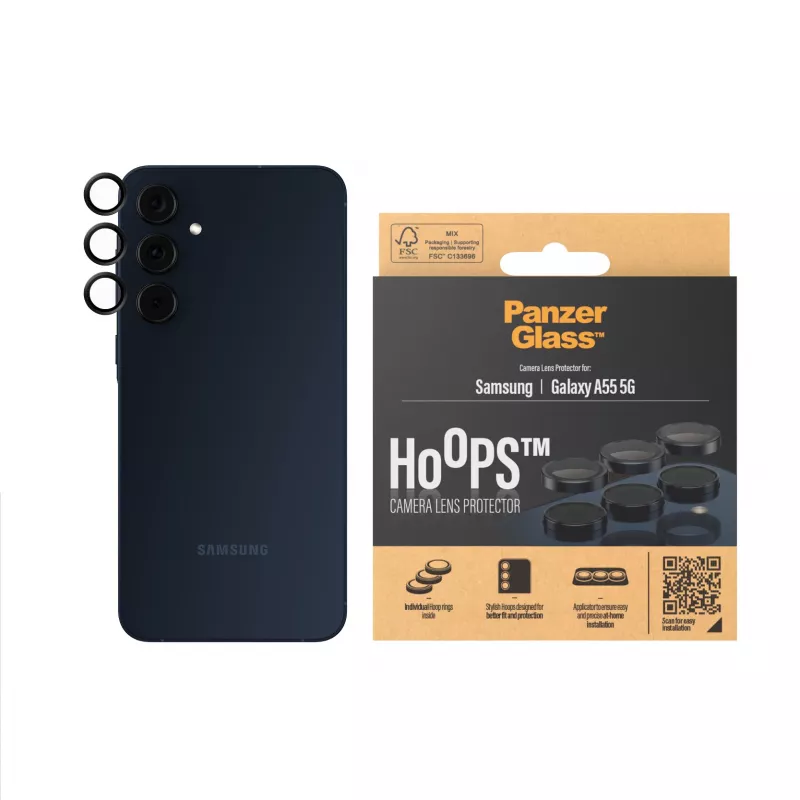 PanzerGlass ® Hoops® Kameralinsen-Schutz Schwarz Samsung Galaxy A55 5G