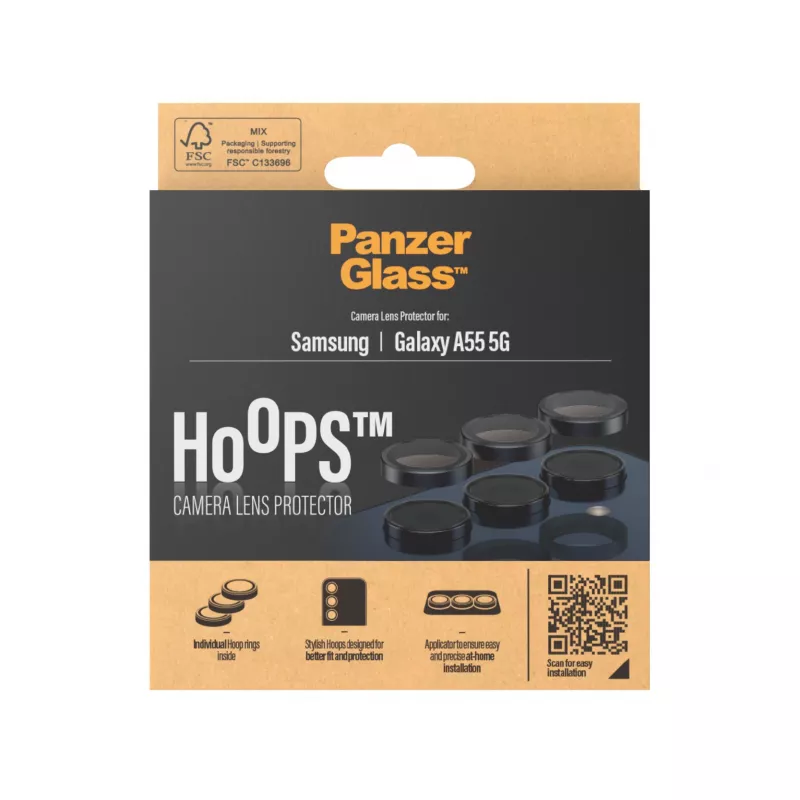 PanzerGlass ® Hoops® Kameralinsen-Schutz Schwarz Samsung Galaxy A55 5G
