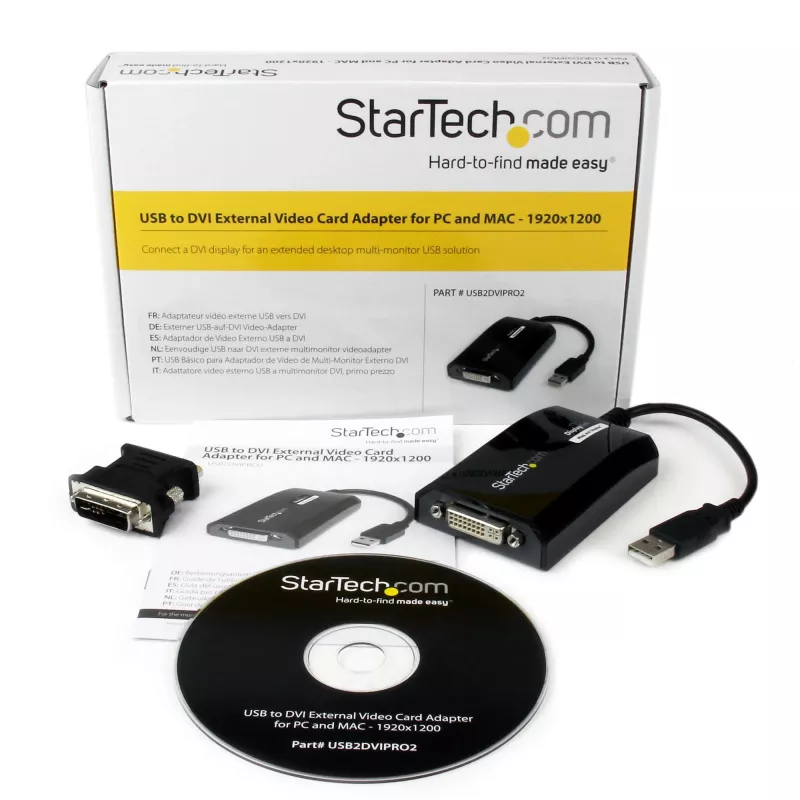StarTech.com USB-zu-DVI-Adapter – 1920 x 1200, 2.0, USB Typ-A, DVI-Ausgang, 1920 x 1200 Pixel