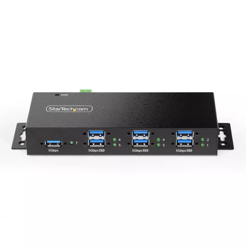 StarTech.com 5G7AINDRM-USB-A-HUB Schnittstellen-Hub USB 3.2 Gen 1 (3.1 Gen 1) Type-B 5000 Mbit/s Schwarz