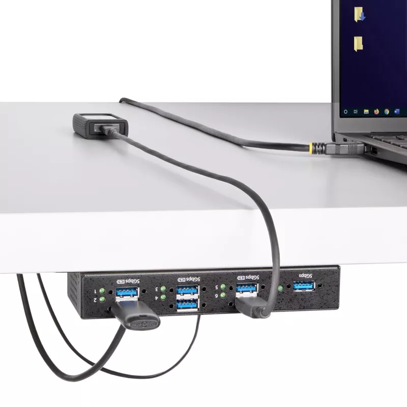 StarTech.com 5G7AINDRM-USB-A-HUB Schnittstellen-Hub USB 3.2 Gen 1 (3.1 Gen 1) Type-B 5000 Mbit/s Schwarz
