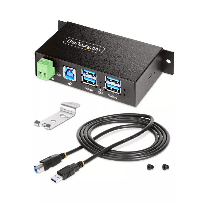 StarTech.com 5G4AINDRM-USB-A-HUB Schnittstellen-Hub USB 3.2 Gen 1 (3.1 Gen 1) Type-B 5000 Mbit/s Schwarz