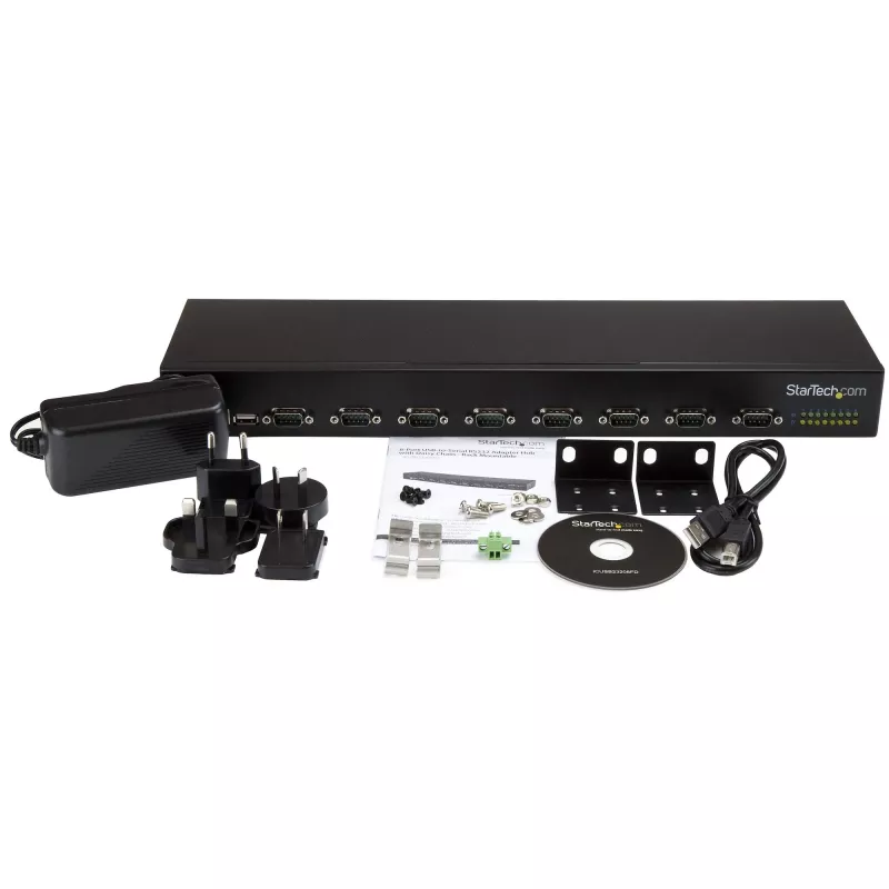 StarTech.com 8-Port USB-auf-Seriell-Adapter-Hub, USB 2.0, Seriell, Schwarz, Aluminium, 36 W, 100 - 240 V