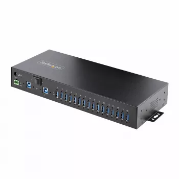 StarTech.com 16-Port Industrial USB 5Gbps Hub mit Netzteil, Metallgehäuse, montierbar, ESD-Schutz, Klemmleisten-Stromversorgung, USB-Ladefunktion, Dual-Host-Umschalter – TAA