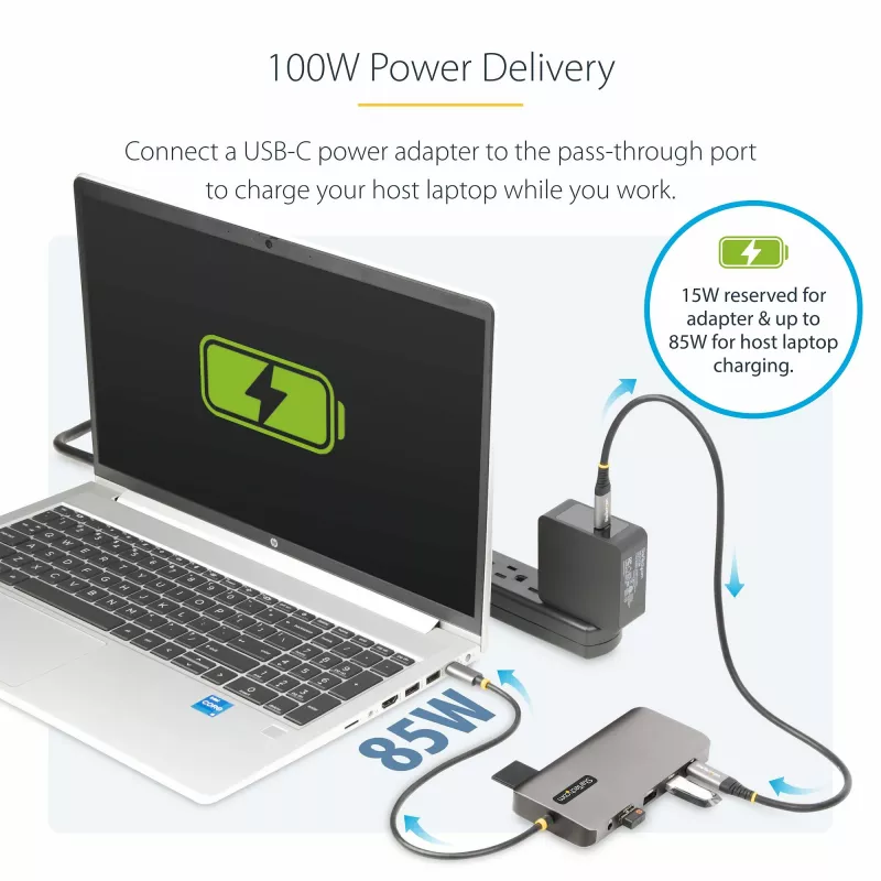 StarTech.com USB-C Triple-Monitor Multiport-Adapter, Dual 4K 60 Hz + 4K 30 Hz HDMI & DisplayPort, 4-Port USB-Hub, 100 W PD Pass-Through, GbE, SD/MicroSD-Kartenleser