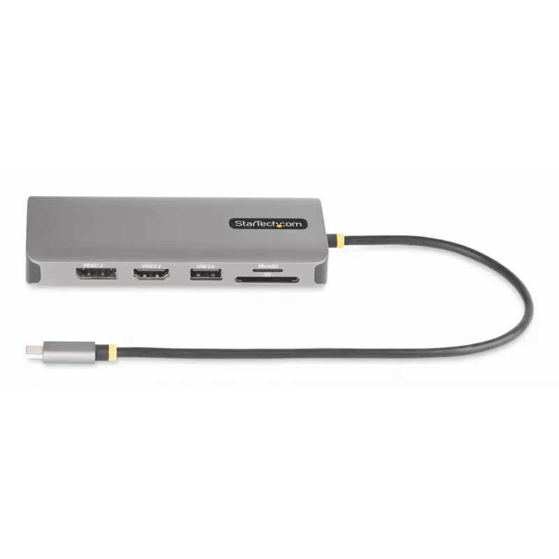 StarTech.com USB-C Triple-Monitor Multiport-Adapter, Dual 4K 60 Hz + 4K 30 Hz HDMI & DisplayPort, 4-Port USB-Hub, 100 W PD Pass-Through, GbE, SD/MicroSD-Kartenleser