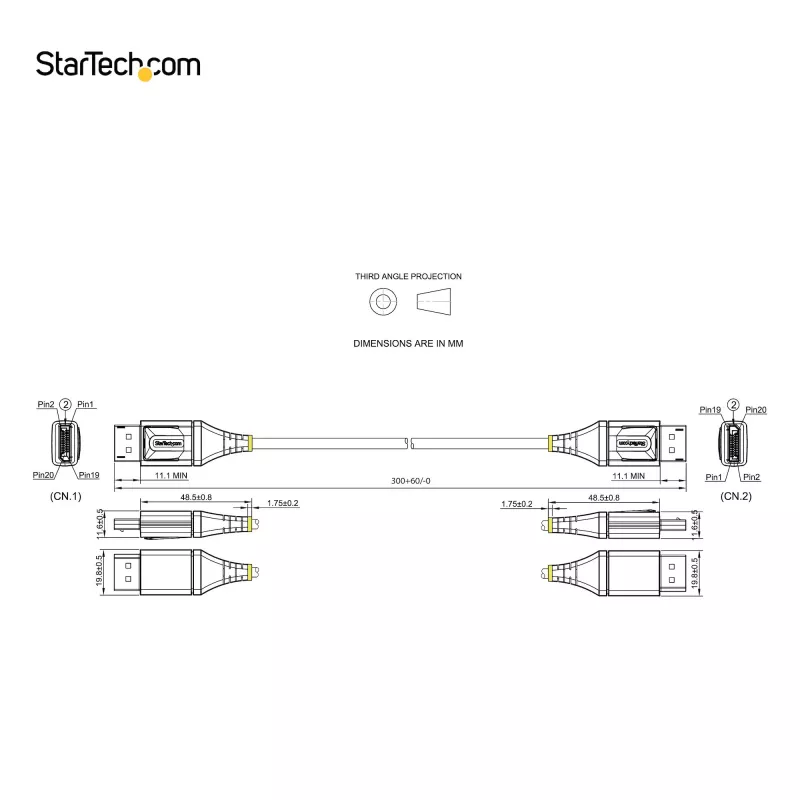 StarTech.com 1ft (30cm) DisplayPort 1.4 Kabel - 8K 60Hz HDR10 - Ultra HD 4K 120Hz Video - DP 1.4 Kabel - Für Monitore/Displays - DisplayPort auf DisplayPort Kabel - M/M