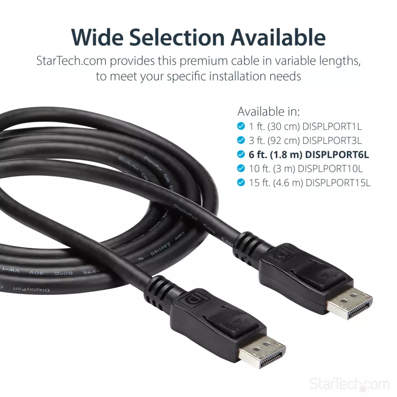 StarTech.com 1,8 m (6ft) DisplayPort 1.2 Kabel – 4K x 2K Ultra HD VESA-zertifiziertes DisplayPort-Kabel – DP-auf-DP-Kabel für Monitor – DP-Video-/Displaykabel – verriegelbare DP-Stecker