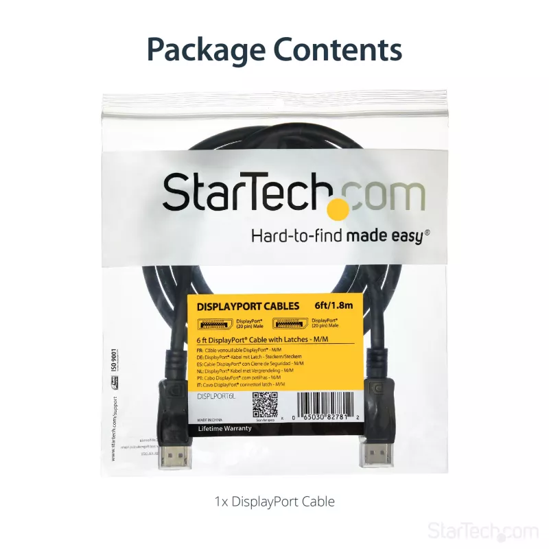 StarTech.com 1,8 m (6ft) DisplayPort 1.2 Kabel – 4K x 2K Ultra HD VESA-zertifiziertes DisplayPort-Kabel – DP-auf-DP-Kabel für Monitor – DP-Video-/Displaykabel – verriegelbare DP-Stecker
