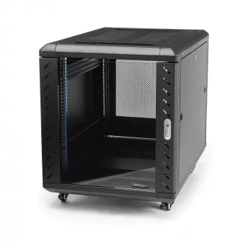 StarTech.com 4-Pfosten 12U Serverschrank, abschließbarer 19-Zoll-Datenschrank für Computer-/AV-/IT-Ausrüstung, Büro-/Heimnetzwerk-Rack mit Rollen & verstellbaren Montageschienen