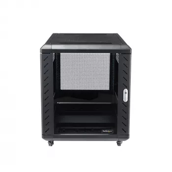 StarTech.com 4-Pfosten 12U Serverschrank, abschließbarer 19-Zoll-Datenschrank für Computer-/AV-/IT-Ausrüstung, Büro-/Heimnetzwerk-Rack mit Rollen & verstellbaren Montageschienen