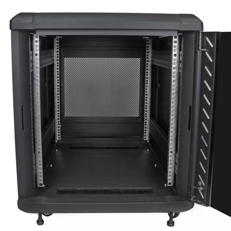 StarTech.com 4-Pfosten 12U Serverschrank, abschließbarer 19-Zoll-Datenschrank für Computer-/AV-/IT-Ausrüstung, Büro-/Heimnetzwerk-Rack mit Rollen & verstellbaren Montageschienen