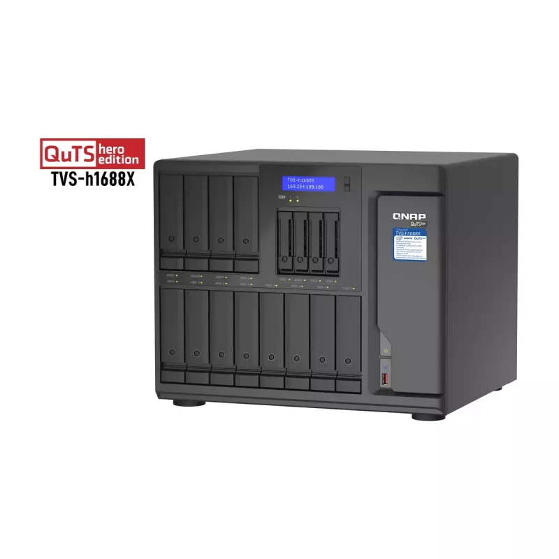 QNAP TVS-h1688X NAS Tower Intel® Xeon® W-1250 32 GB DDR4 0 TB QuTS hero Schwarz
