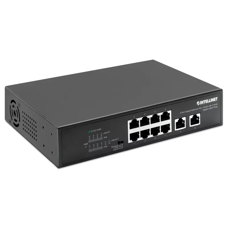 Intellinet 8-Port Gigabit Ethernet PoE+ Switch 120W 2 Uplink Ports
