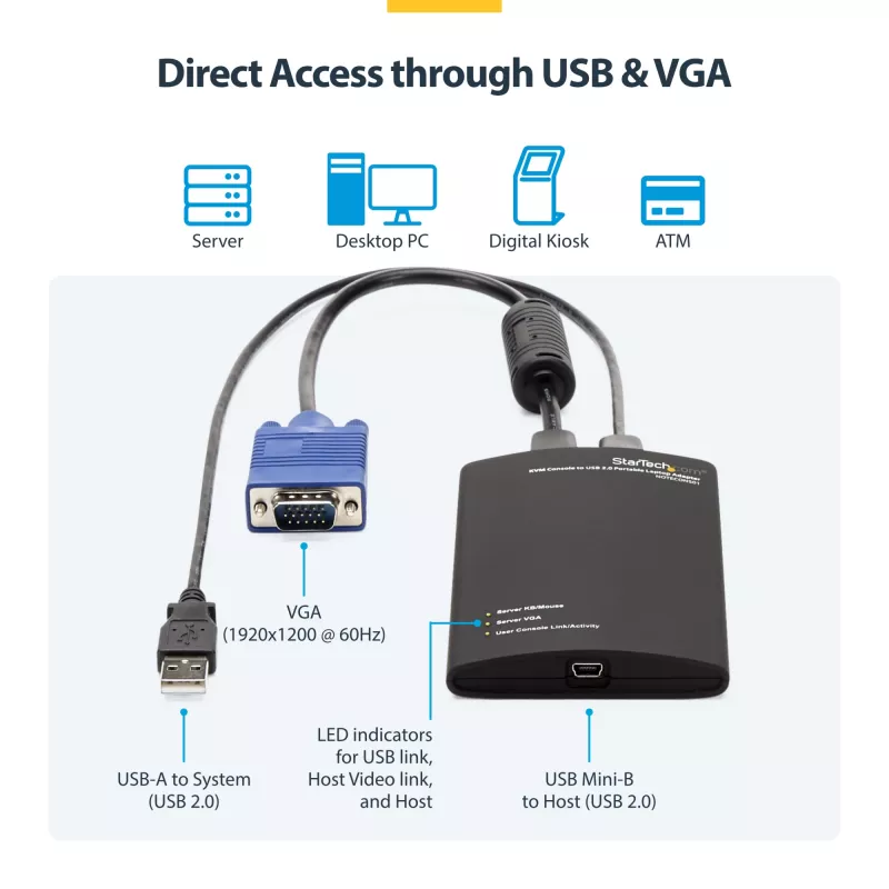 StarTech.com KVM-Konsole-auf-USB-2.0-Tragbarer-Laptop-Crash-Cart-Adapter