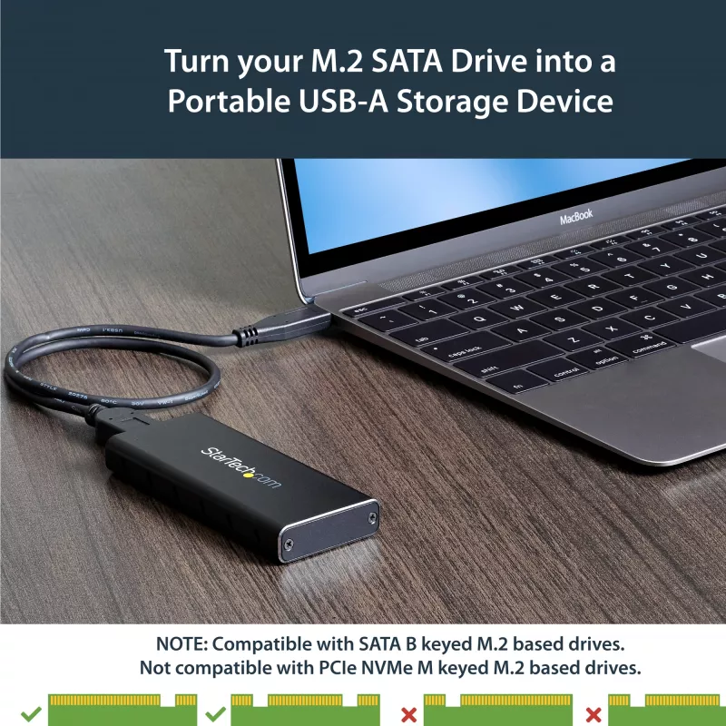 StarTech.com M.2 SSD-Gehäuse für M.2 SATA SSDs - USB 3.1 (10 Gbit/s) mit USB-C-Kabel