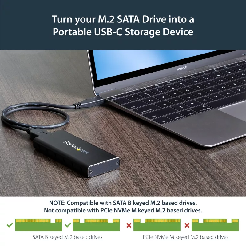 StarTech.com M.2 SSD-Gehäuse für M.2 SATA SSDs - USB 3.1 (10 Gbit/s) mit USB-C-Kabel