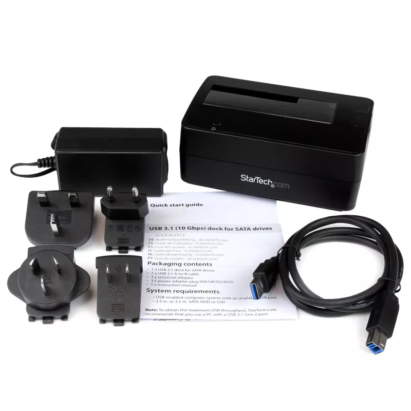 StarTech.com Single Bay USB 3.1 zu SATA Festplatten-Dockingstation, USB 3.1 (10 Gbps) Festplatten-Dock, externe 2,5/3,5 Zoll SATA III HDD/SSD Dockingstation, Top-Loading Festplattenschacht