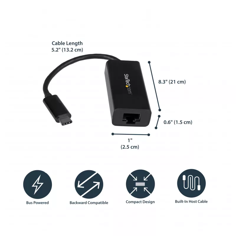 StarTech.com USB-C auf Gigabit Ethernet Adapter - Schwarz
