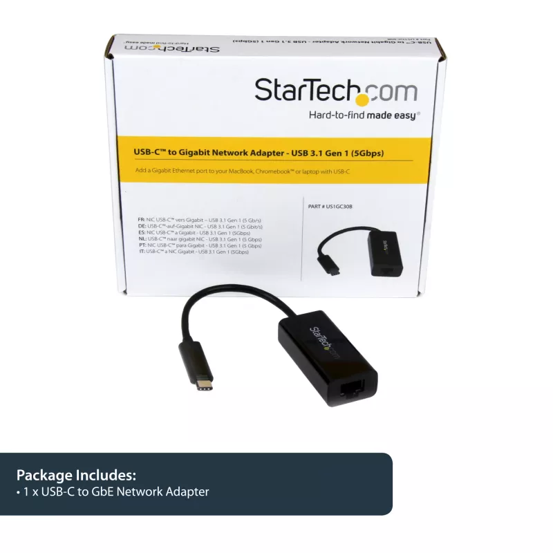 StarTech.com USB-C auf Gigabit Ethernet Adapter - Schwarz