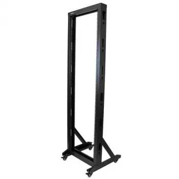 StarTech.com 2-Post 42U Mobiles Open-Frame-Serverrack, Zwei-Pfosten 19-Zoll Netzwerkrack mit Rollen, Fahrbares offenes Rack für AV/Daten/Medien/IT-Ausrüstung, Computerrack für Zuhause/Büro - Laufrollen inklusive