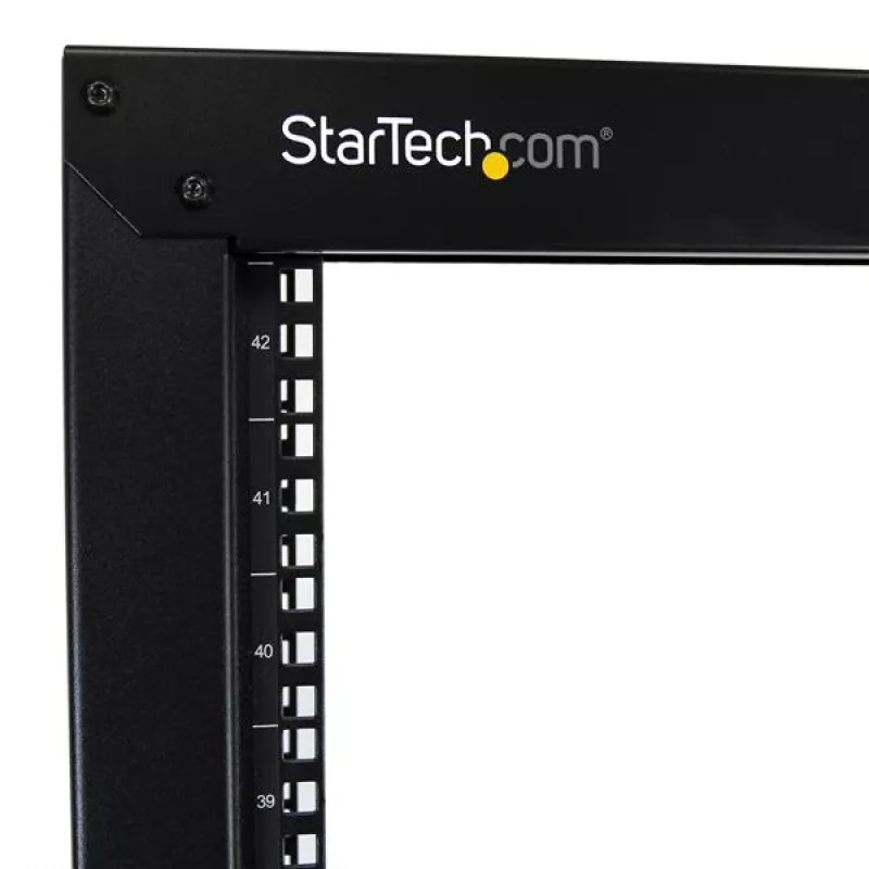 StarTech.com 2-Post 42U Mobiles Open-Frame-Serverrack, Zwei-Pfosten 19-Zoll Netzwerkrack mit Rollen, Fahrbares offenes Rack für AV/Daten/Medien/IT-Ausrüstung, Computerrack für Zuhause/Büro - Laufrollen inklusive