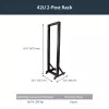 StarTech.com 2-Post 42U Mobiles Open-Frame-Serverrack, Zwei-Pfosten 19-Zoll Netzwerkrack mit Rollen, Fahrbares offenes Rack für AV/Daten/Medien/IT-Ausrüstung, Computerrack für Zuhause/Büro - Laufrollen inklusive